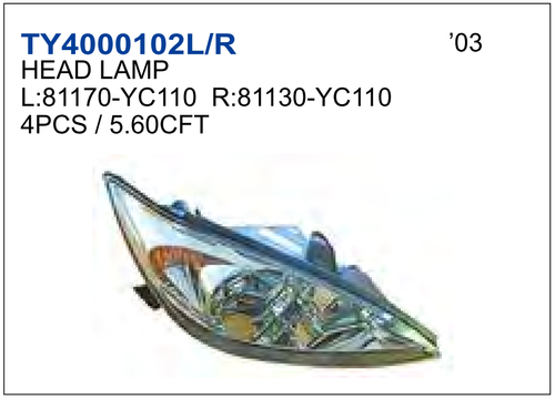 HEAD LAMP CAMRY 2003  |產品專區|汽車材料零配件|Hot Prod. (熱門商品)